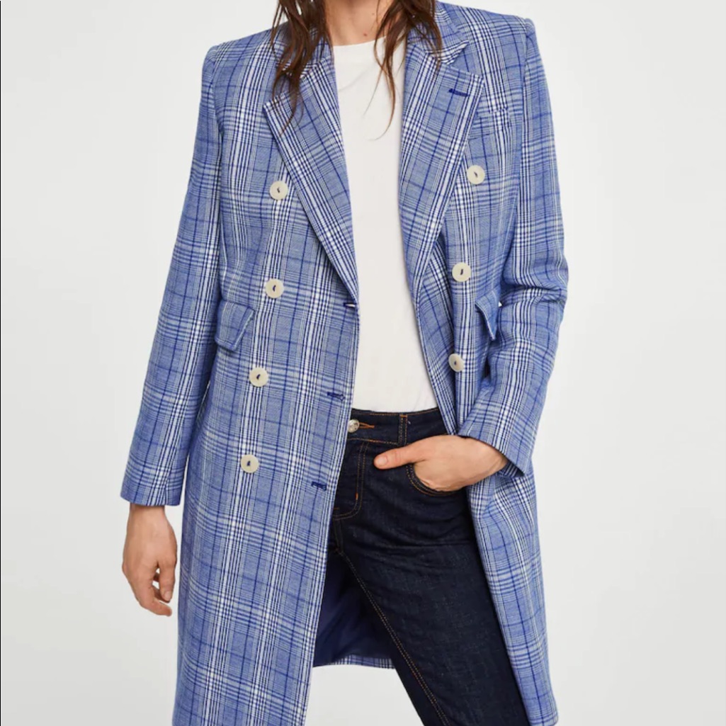 Mango Checked Structured Coat